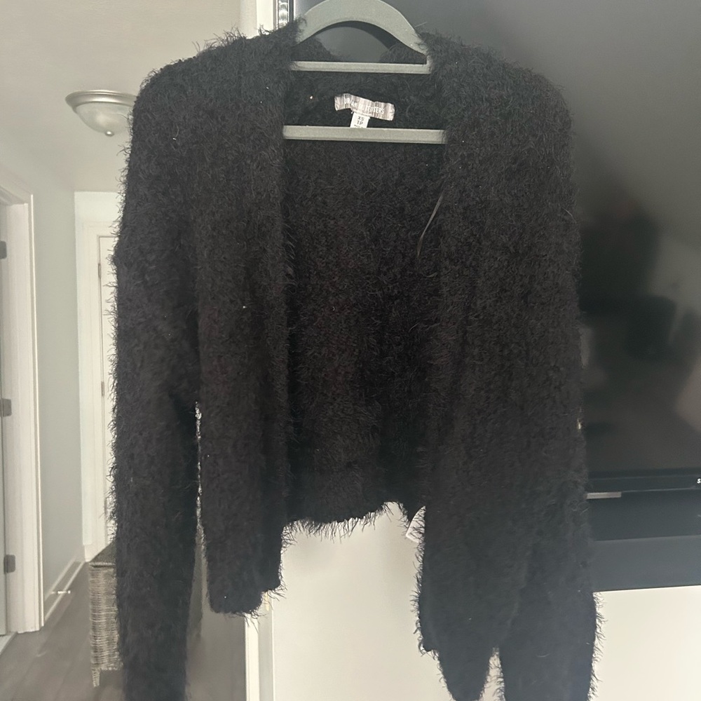 Urban Outfitters Black Plush Cardigan Sweater
